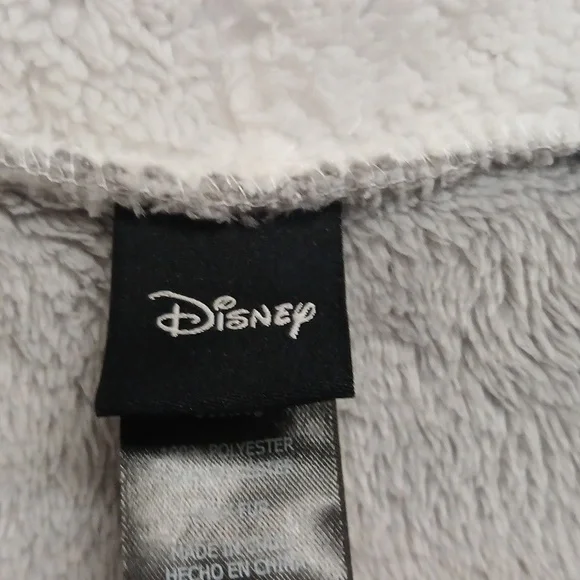 DISNEY Cozy Gray Hooded Fleece Pullover Lounger Gray/White Size S NWOT - Picture 3 of 8